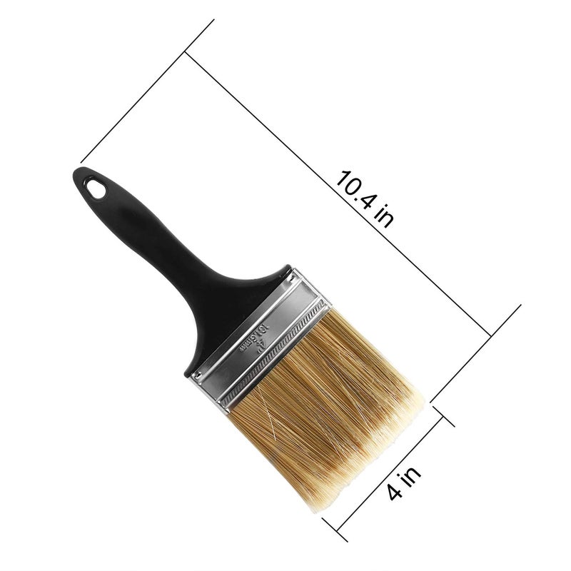 KINJOEK 4 PCS 4 Inch Paint Brushes for Wall, Home Wall Trim House Chip Paintbrush Set, Professional Multi Purpose Home Repair Tools for DIY Paint Stains Varnishes Glues Acrylics Cabinet Deck Fence - Image 3